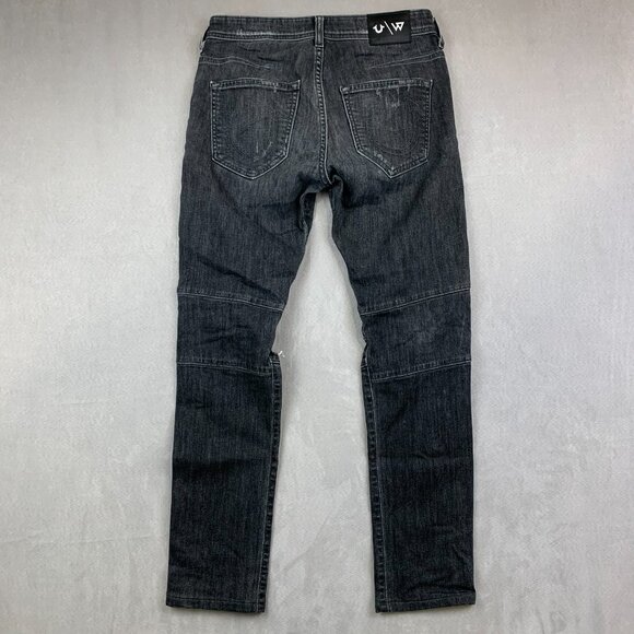 True Religion Westbrook Mens Jeans 28 Gray Distressed Rocco Relaxed Skinny 28x30 - Picture 12 of 15